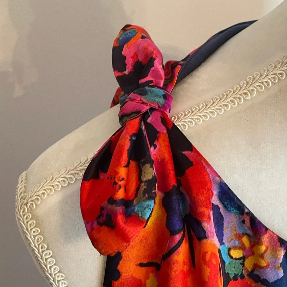 👗 Evan Picone Vintage Colorful Floral Sleeveless  Dress. From 1990,s. 👗 - Picture 5 of 9
